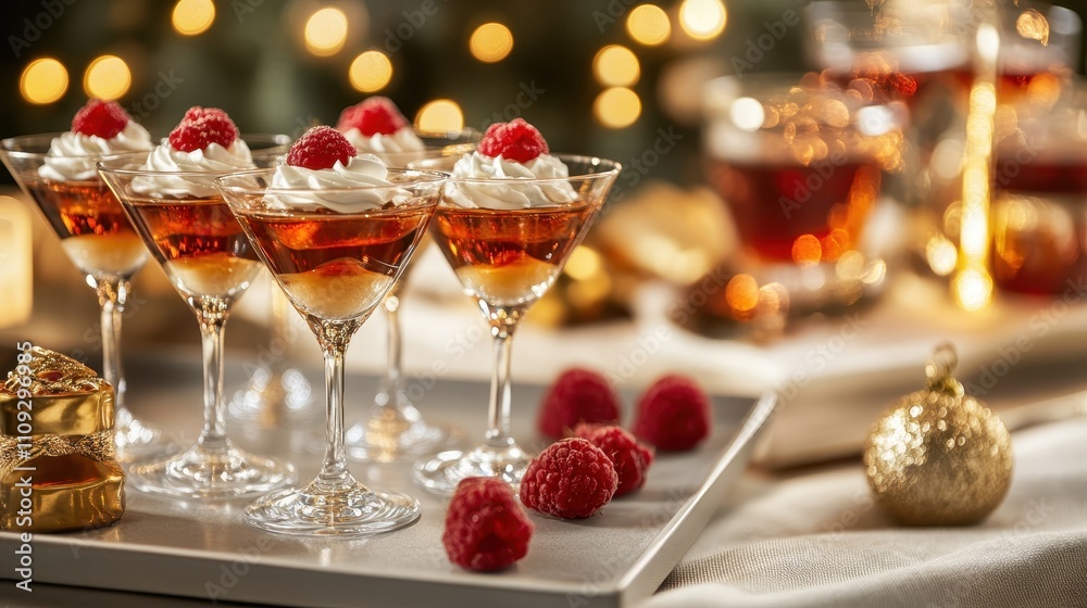 Elegant Arrangement of Dessert Shooters on a Festive Table Elegant Arrangement of Dessert Shooters on a Festive Table