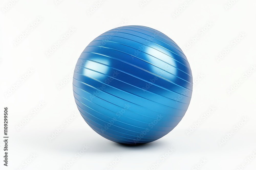 Blue exercise ball on white background Pilates ball rendering Fitness model Blue exercise ball on white background Pilates ball rendering Fitness model