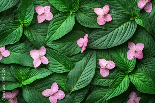 Close up of New Guinea Impatiens flowers and foliage