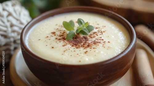 Brazilian dessert: milk pudding, on a plate. photo