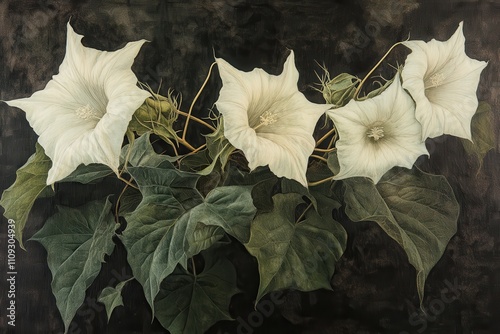 Datura innoxia commonly called pricklyburr or moonflower has several other names photo