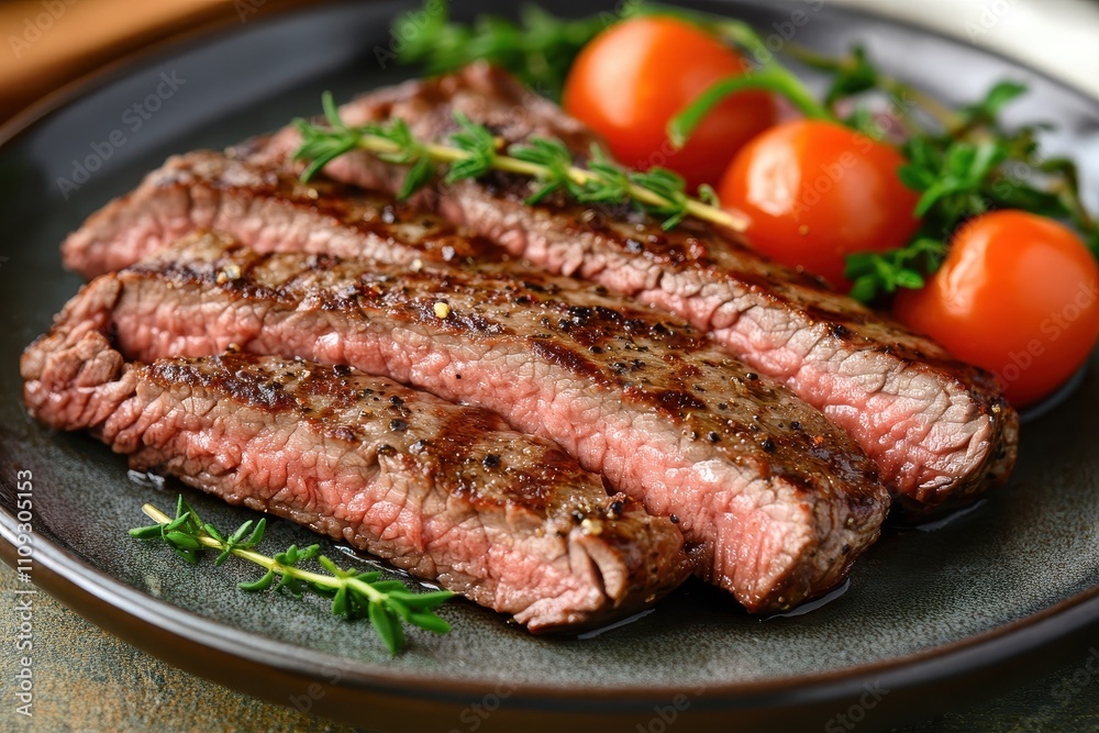 Detailed look at a platter of cooked beef brisket Detailed look at a platter of cooked beef brisket