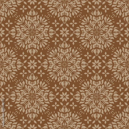 Mandala flower motif pattern vector illustration hand drawn elements.