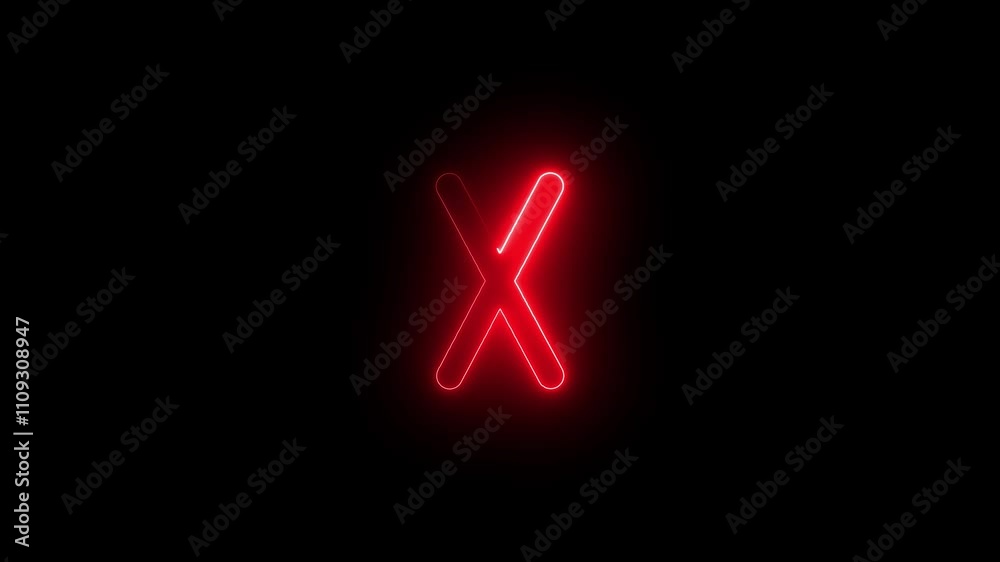 Abstract glowing neon line red color cross sign animation on black background. Abstract glowing neon line red color cross sign animation on black background.