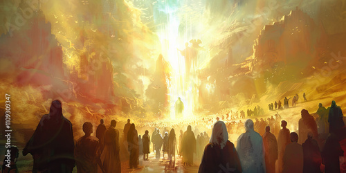 Abiding Presence: God's Eternal Dwelling with His People - Visualize a scene where God's presence dwells among His people forever, bringing an end to sorrow, pain, and death