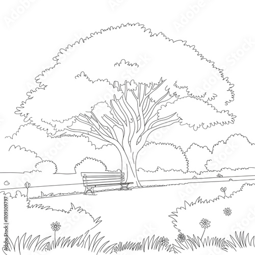 sketch of a tree coloring page 