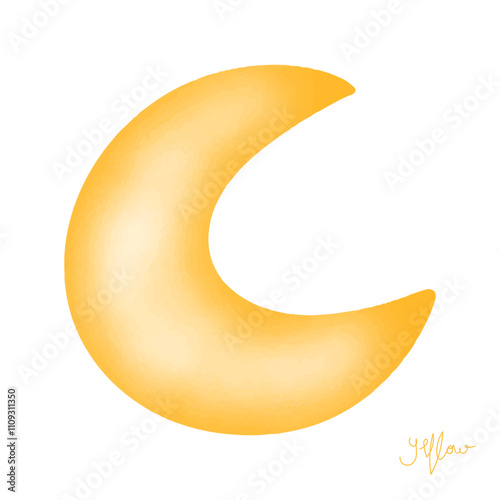 watercolor Crescent moon isolated on white background