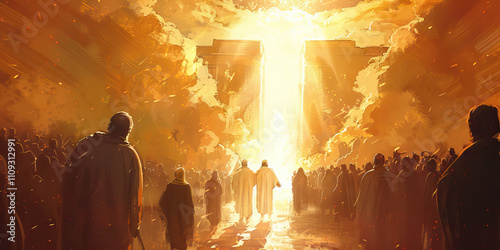 Two Witnesses: The Testimony of God's Witnesses in the End Times - Visualize a scene where two witnesses proclaim God's truth and judgment in the midst of tribulation, ultimately being martyred