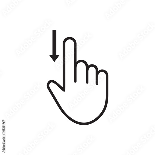 tap to down icon , gesture to down icon