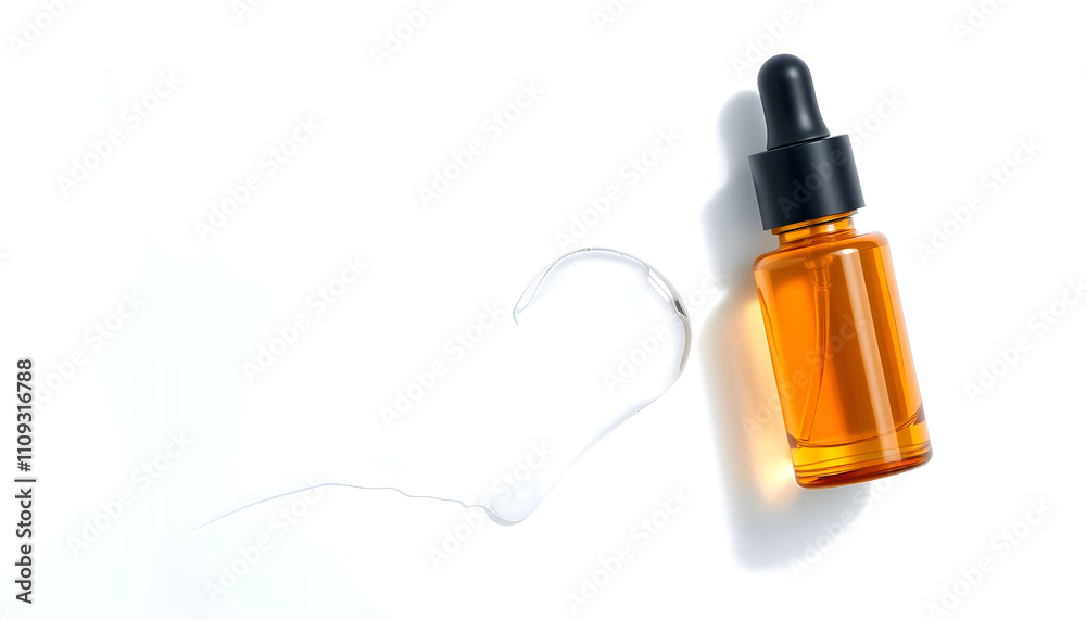 Fototapeta premium drops of serum gel texture cosmetic products on a transparent background top view with a white accent, png