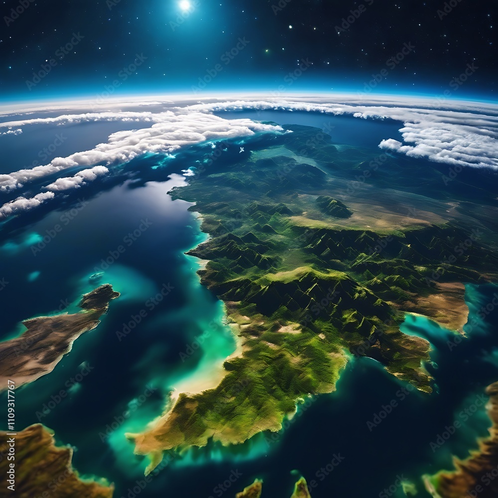 Obraz premium Earths Embrace: A Celestial Perspective