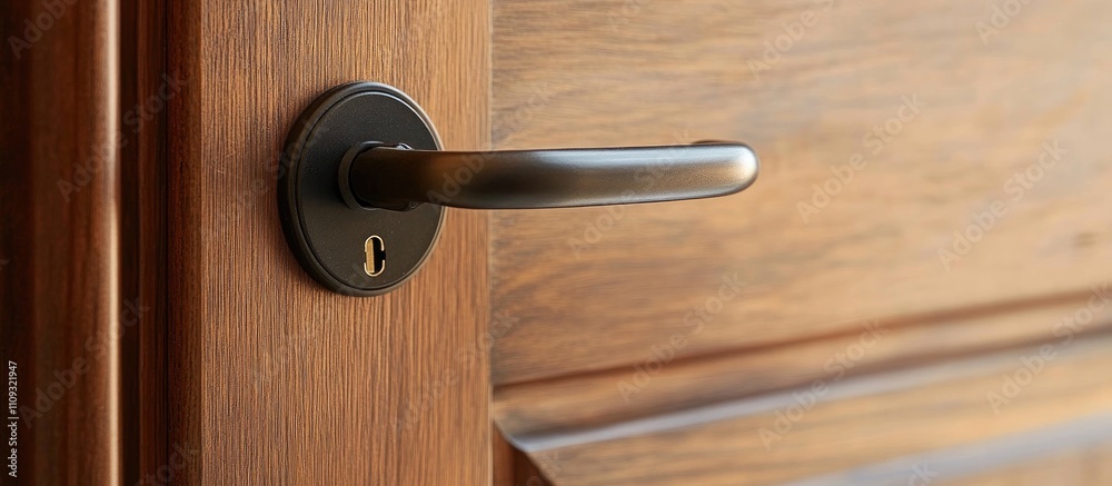 Contemporary door handle featuring integrated security lock on a sleek metal door enhancing safety and style Contemporary door handle featuring integrated security lock on a sleek metal door enhancing safety and style
