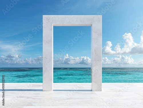 Wallpaper Mural A stunning coastal view framed by a modern white structure. Torontodigital.ca