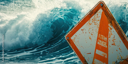 Tsunami Alert: Understanding and Responding to Coastal Threats - Imagine a warning sign indicating a tsunami alert, urging coastal residents to seek higher ground to avoid the incoming wave