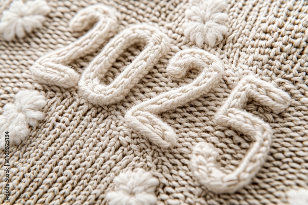 2025 knitted design with floral patterns on beige fabric 2025 knitted design with floral patterns on beige fabric