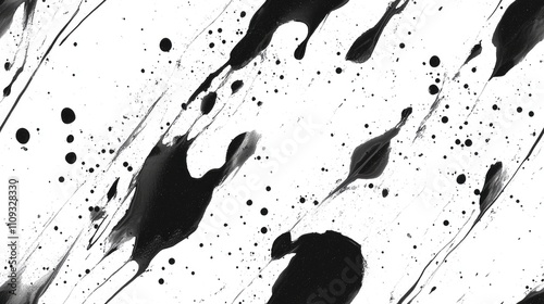 Seamless pattern of artistic black ink textures against a crisp white background ideal for print designs textiles and digital applications