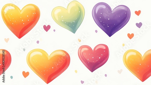 Colorful heart seamless pattern on a clean white background promoting gender equality