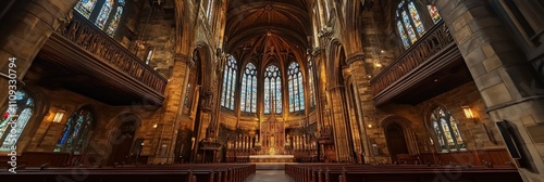 Majestic Cathedral Interior: St. Nicholas - Awe-inspiring view of St. Nicholas Cathedral interior.  Architecture, faith, spirituality, history, beauty. photo