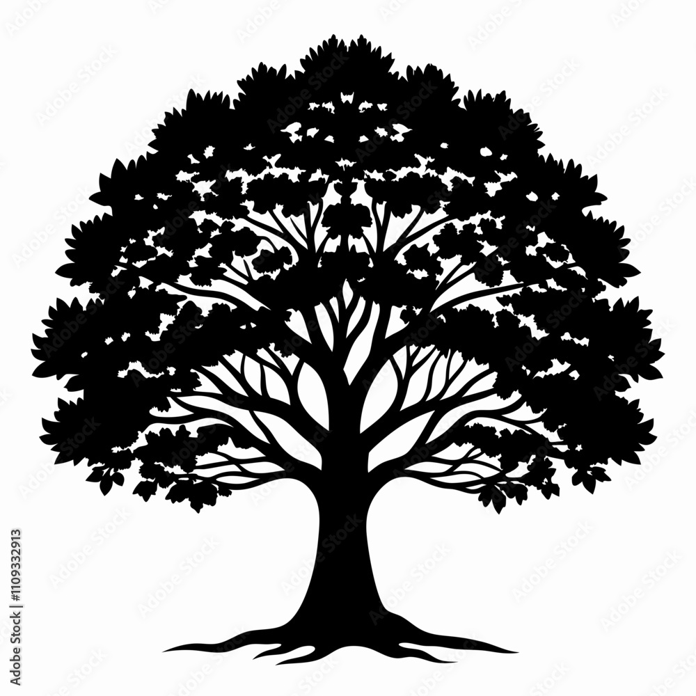 Fototapeta premium Oak Tree vector silhouette black design