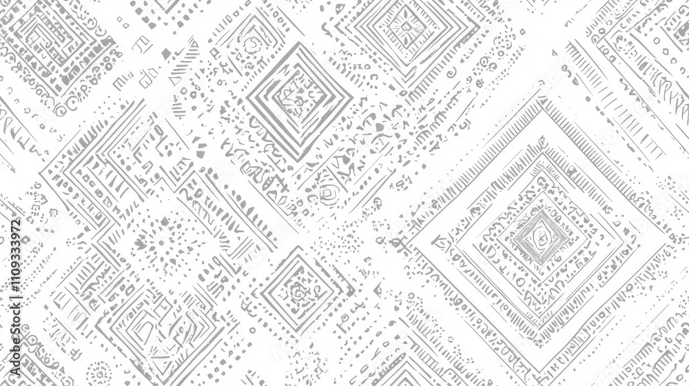 Fototapeta premium Seamless white ethnic design pattern featuring tribal ornaments and boho aesthetics ideal for fashion and textile applications