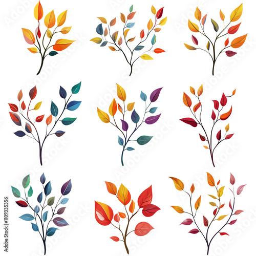 Beautiful Transparent Nature Leaves and Flowers set for Wedding Cards
