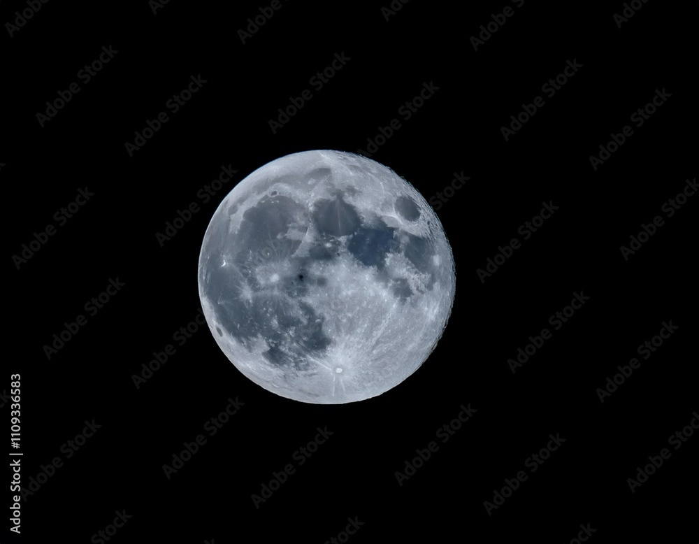 Fototapeta premium Full moon illuminating the night sky, representing lunar phases, astronomy, and nighttime beauty.