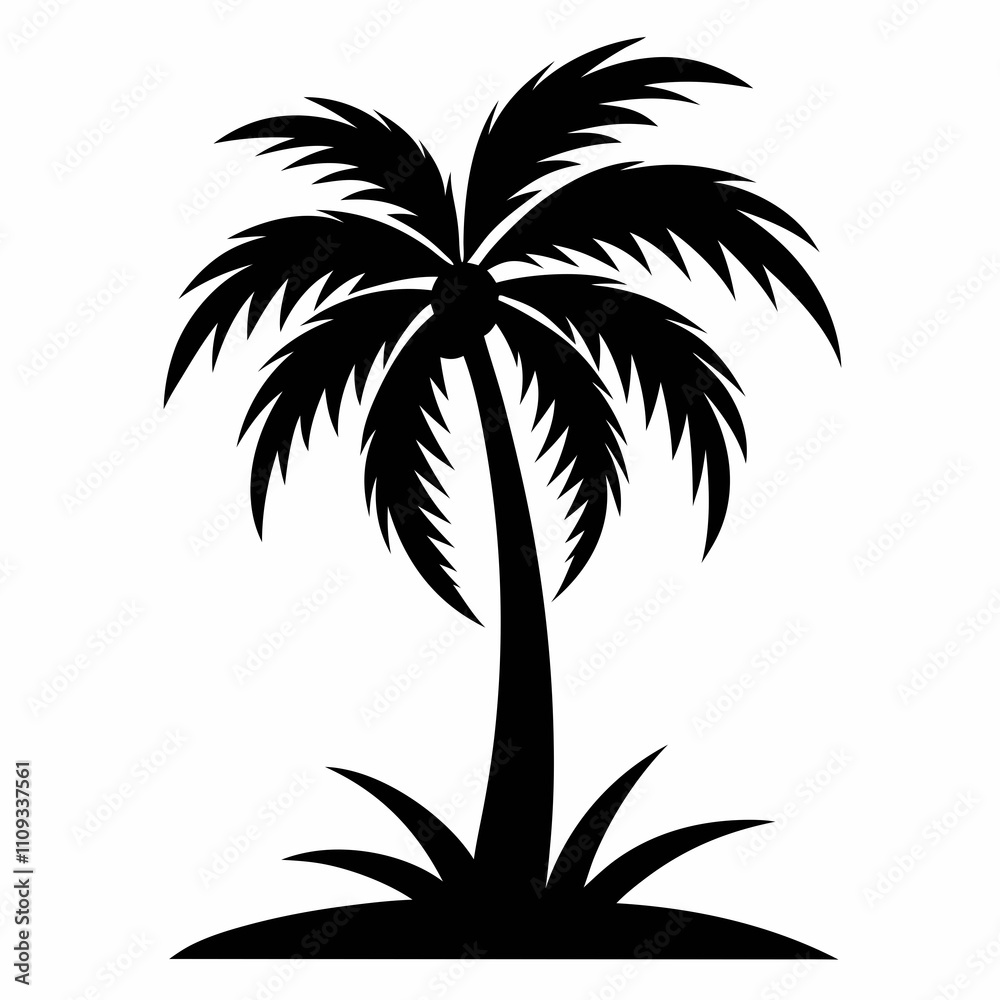 Obraz premium Palm Tree vector silhouette black design