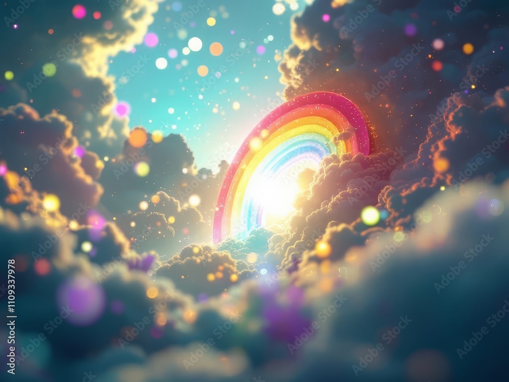 Obraz premium Rainbow bokeh, capturing the sun's vibrant light.