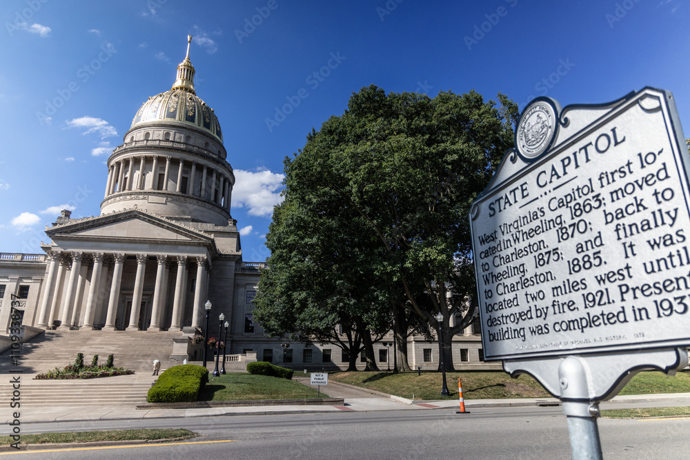 West Virginia state capitol building in Charleston, West Virginia.