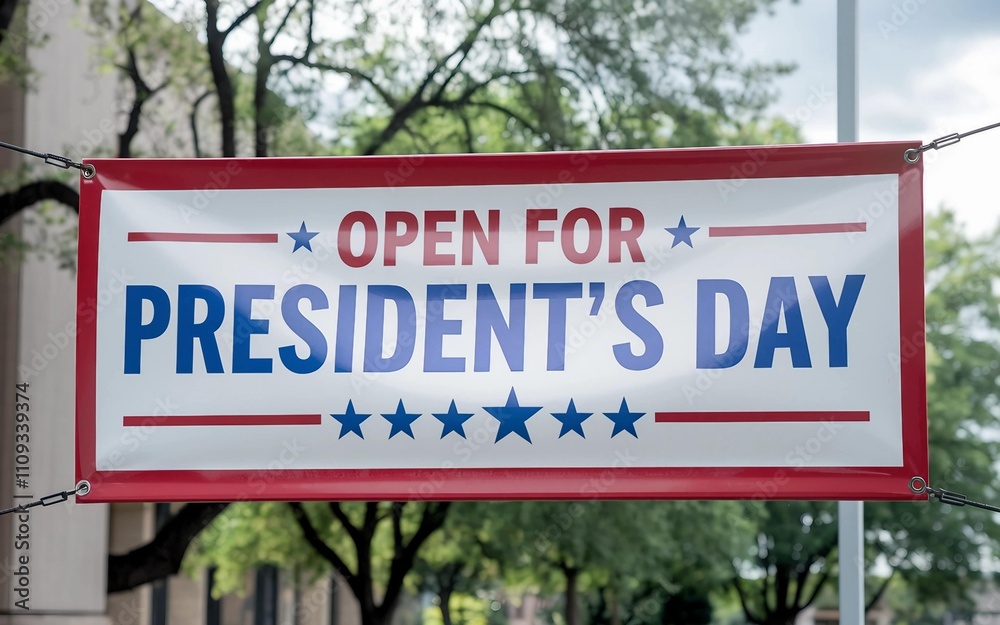 Open for President's Day Outdoor Banner Open for President's Day Outdoor Banner