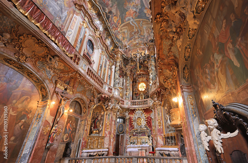 Interior of Asam Church or St. Johann Nepomuk or Asamkirche is a baroque church in Munich city, southern Germany photo