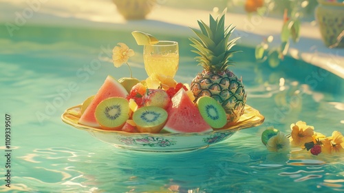 Tropical Fruit Platter with Pineapple and Watermelon photo