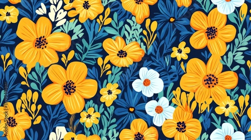 Wallpaper Mural Seamless pattern of abstract flowers designed with organic shapes perfect for fabric or wallpaper design Torontodigital.ca