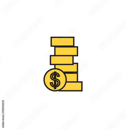 Print Money icon set vector. Money sign and symbol
