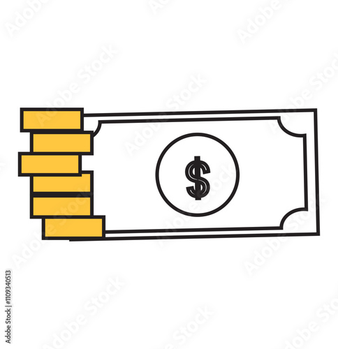 Print Money icon set vector. Money sign and symbol