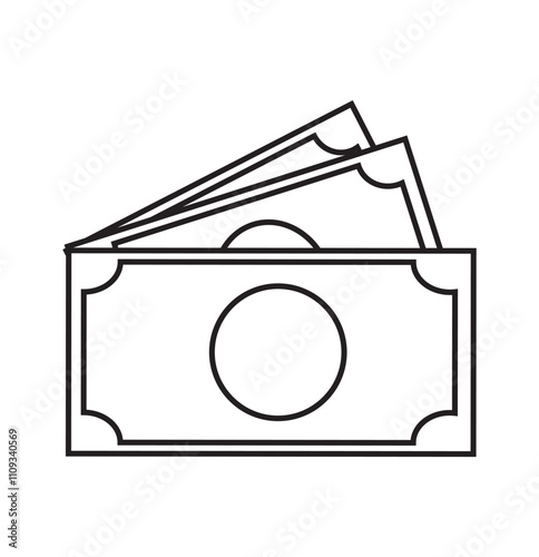 Print Money icon set vector. Money sign and symbol