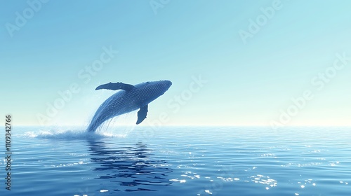 Wallpaper Mural A whale breaching the ocean surface against a serene blue sky. Torontodigital.ca