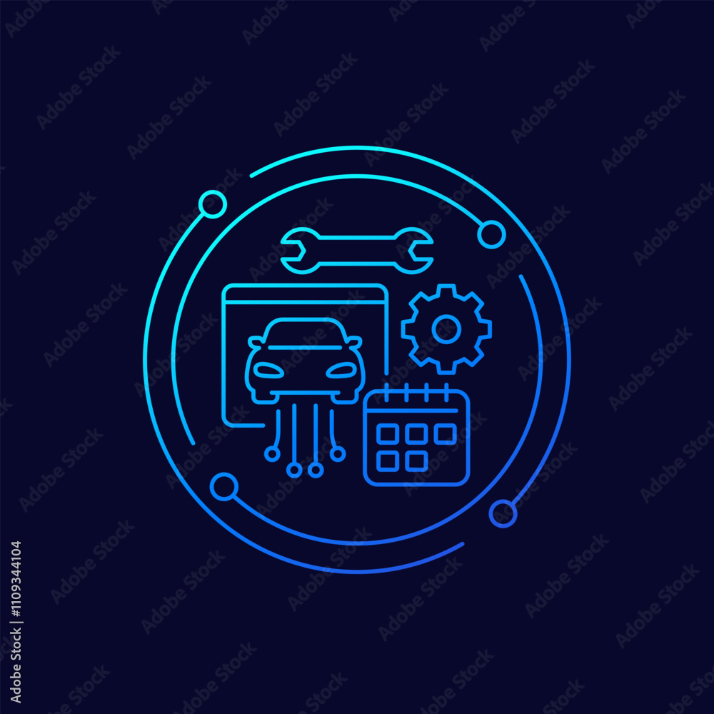 car fleet management icon in linear design car fleet management icon in linear design