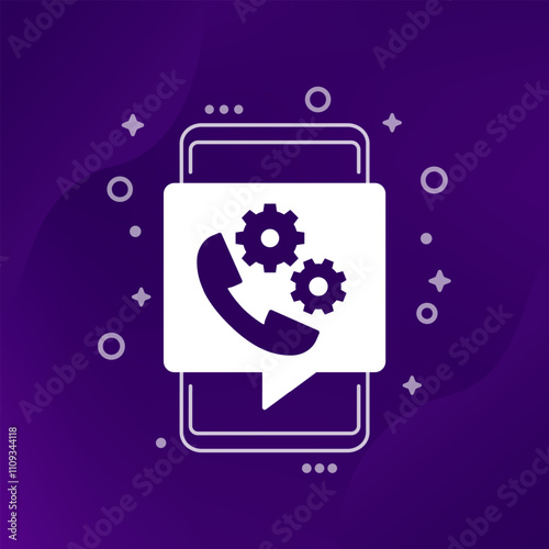 call settings vector icon with mobile phone
