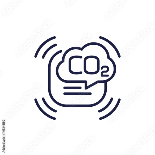 co2 sensor icon, carbon dioxide alarm line vector design