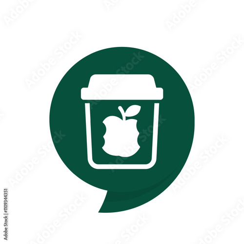 food waste icon, trash bin for organic waste, vector