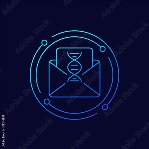 dna mail icon in linear design
