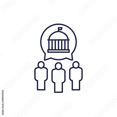 government workers and public officials line icon