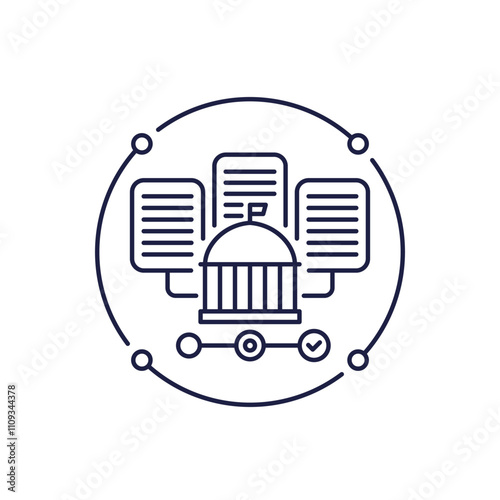 government line icon with documents