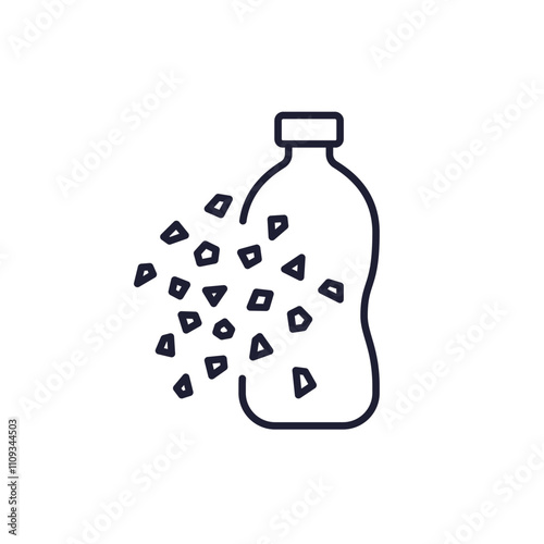 Microplastics line icon with plastic bottle