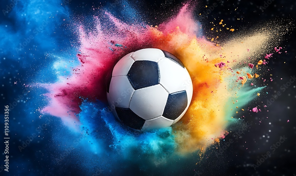Fototapeta premium soccer ball in a colorful splash 