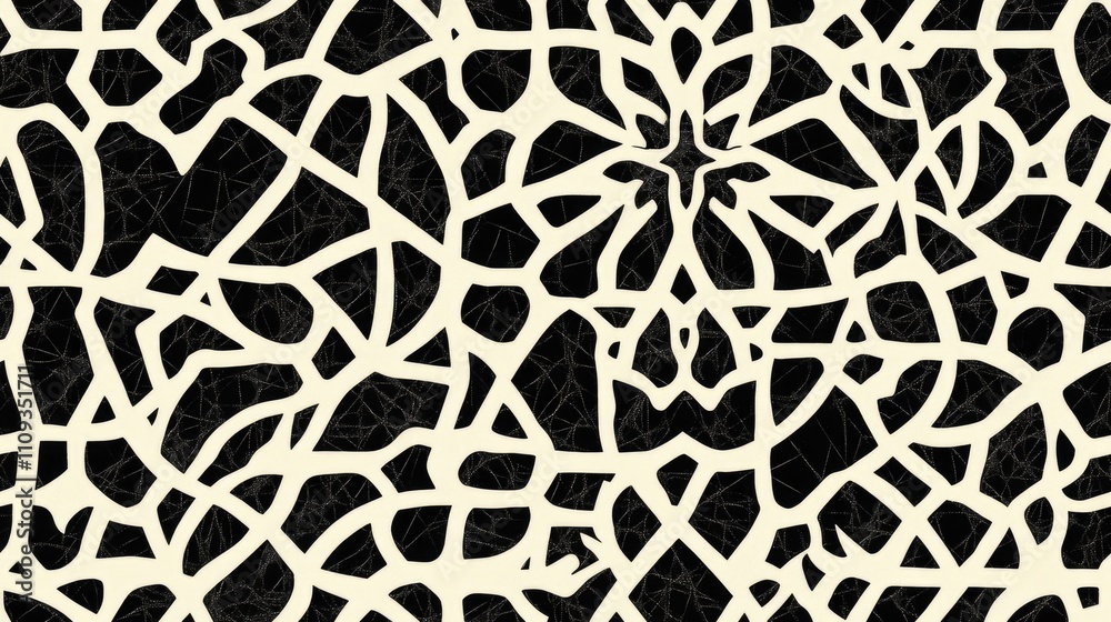 Obraz premium Geometric seamless pattern design featuring intricate lines and motifs for fabric or wallpaper applications