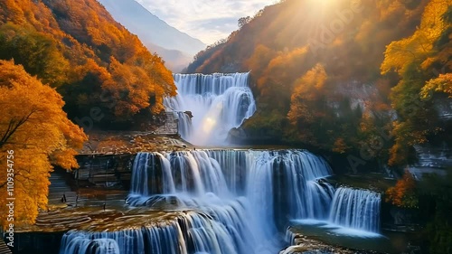 Autumn Waterfall Majestic Landscape photo