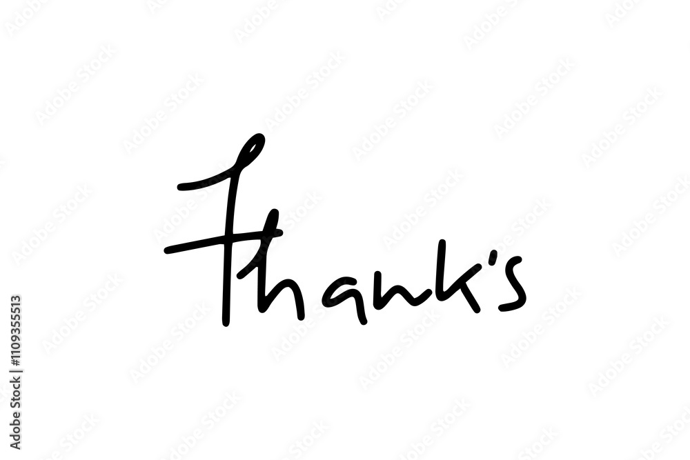 black color hand writing Thank you isolated on white background black color hand writing Thank you isolated on white background