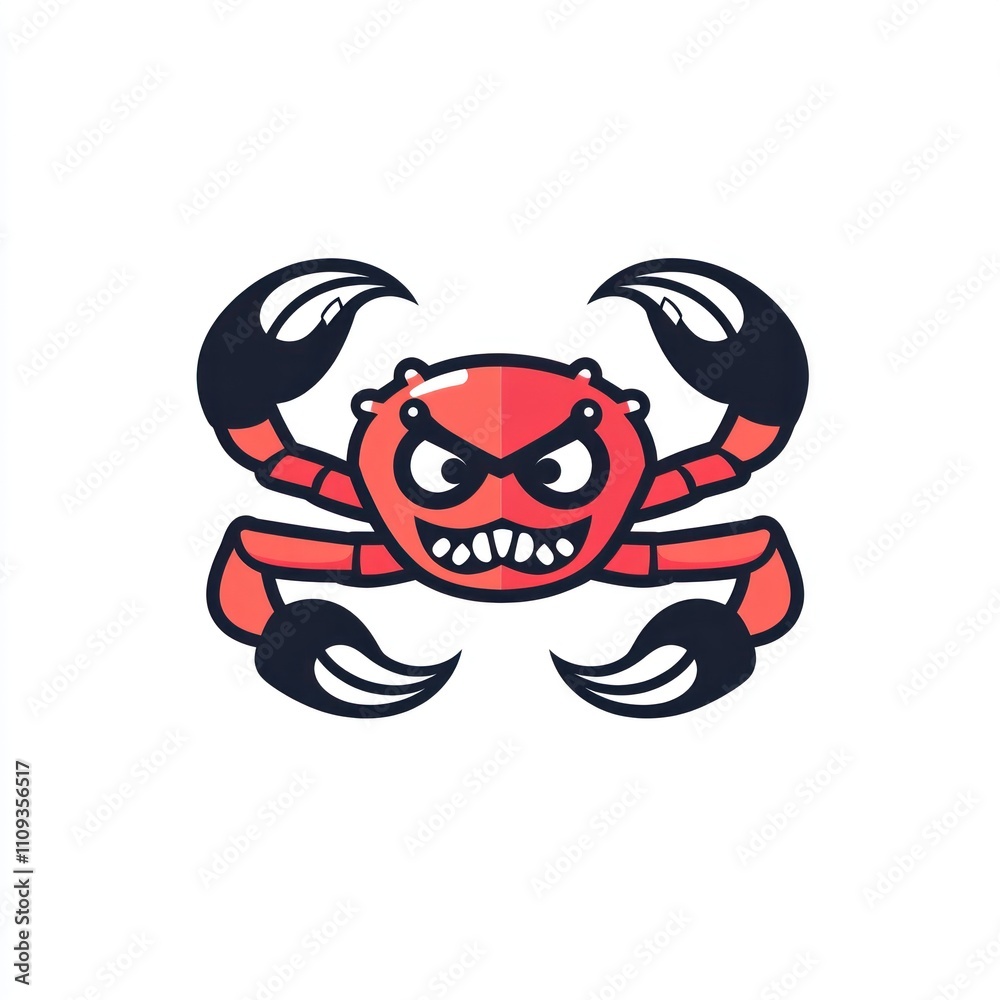 Here's a suggested and keywords for your image.. Angry cartoon crab mascot illustration. Here's a suggested and keywords for your image.. Angry cartoon crab mascot illustration.